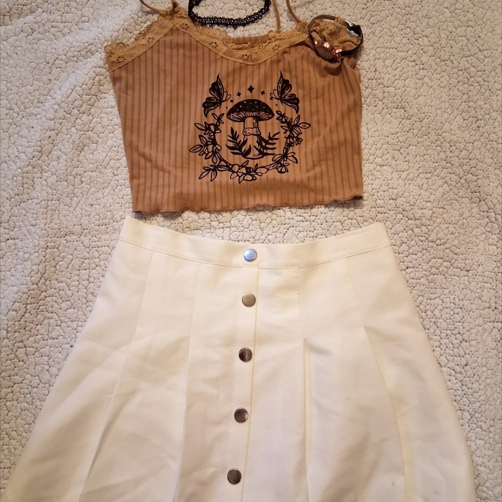 Tan Embroidered Crop Top